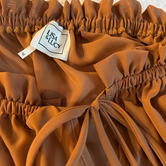 Lisa & Lucy Sheer Off the Shoulder Blouse in Coffee. Women’s Medium - Picture 6 of 9